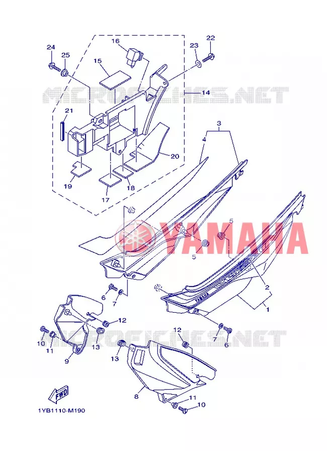 COUVERCLE LATERAL Yamaha MOTO 250 2013 XT  XT250