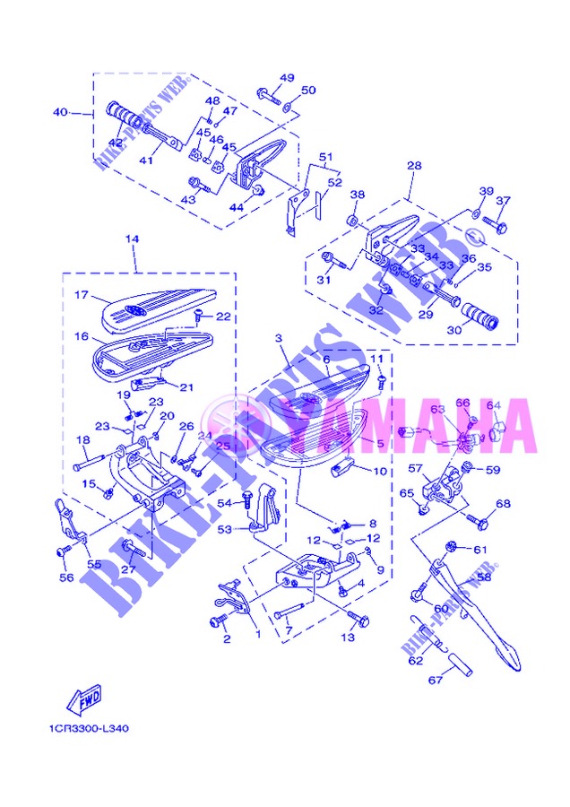 SUPPORT / REPOSE PIEDS pour Yamaha MIDNIGHT STAR 1900 de 2013