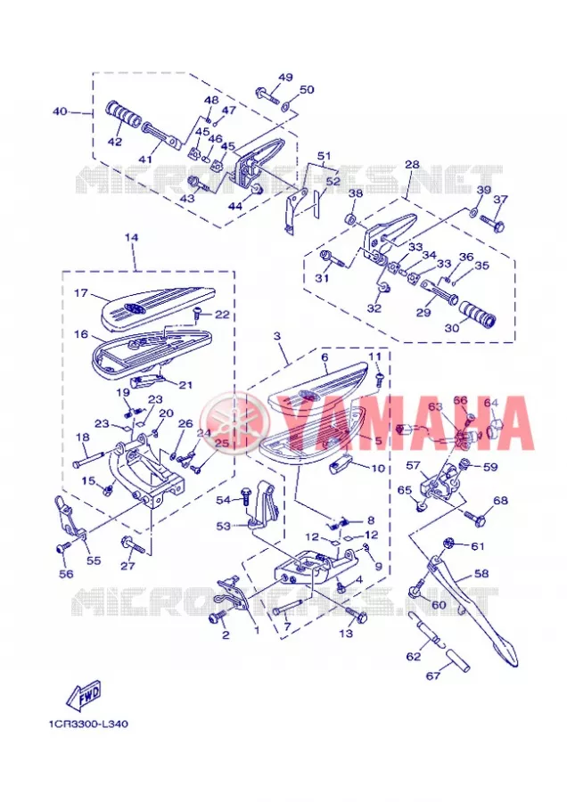 SUPPORT / REPOSE PIEDS Yamaha MOTO 1900 2013 MIDNIGHT STAR  XV1900A