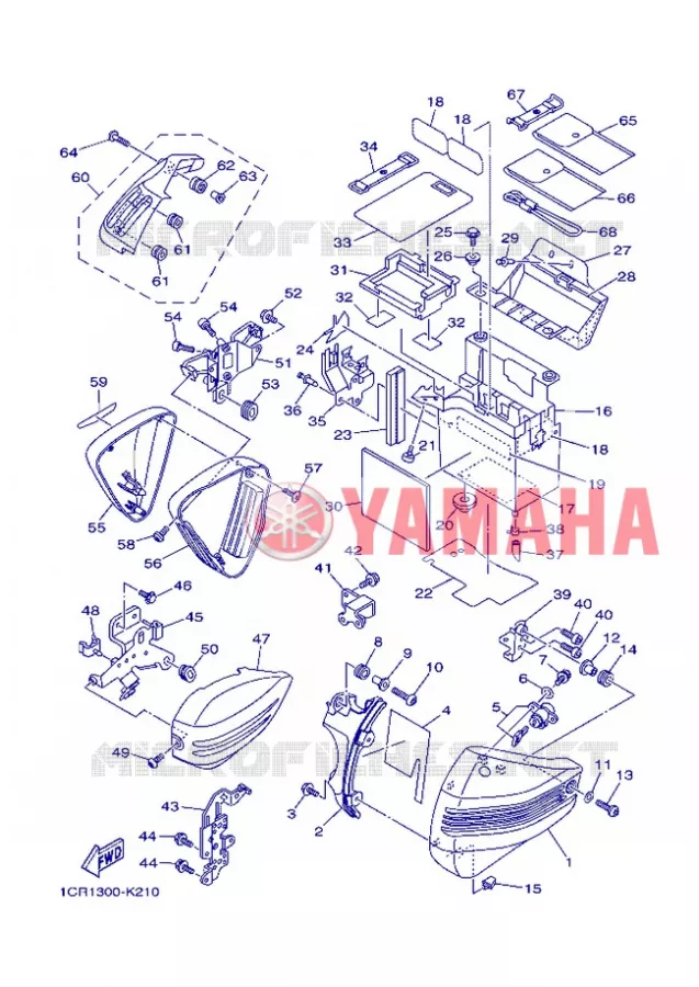 COUVERCLE LATERAL Yamaha MOTO 1900 2013 MIDNIGHT STAR  XV1900A