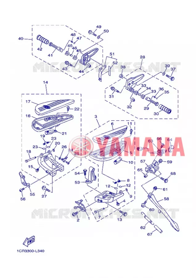 SUPPORT / REPOSE PIEDS Yamaha MOTO 1900 2013 MIDNIGHT STAR  XV1900A