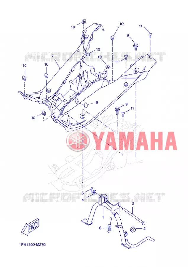 SUPPORT / REPOSE PIEDS Yamaha SCOOTER 50 2013 NITRO NAKED  NS50N