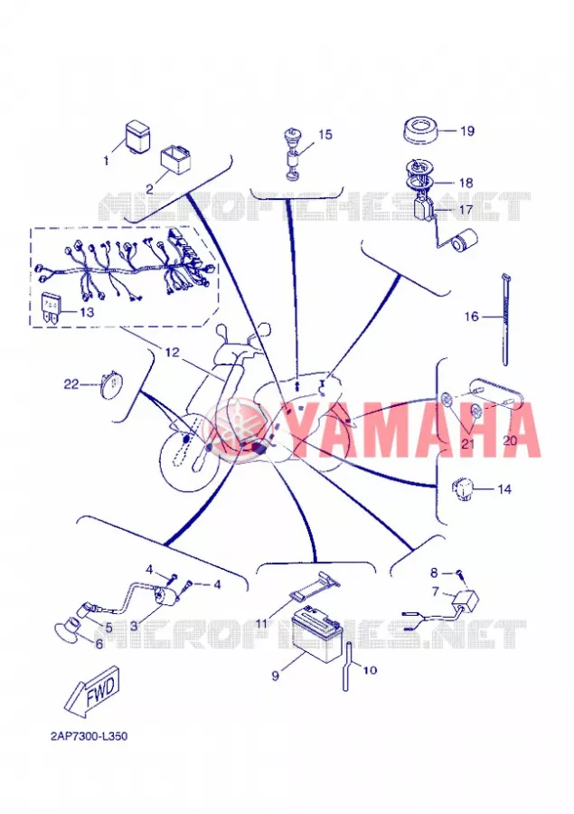 PARTIE ELECTRIQUE 2 Yamaha SCOOTER 50 2013 NEOS  YN50