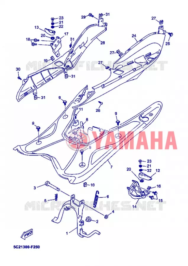 SUPPORT / REPOSE PIEDS Yamaha SCOOTER 50 2013 OVETTO ONE  YN50E