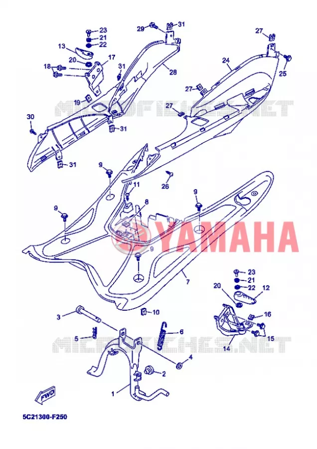 SUPPORT / REPOSE PIEDS Yamaha SCOOTER 50 2013 OVETTO ONE  YN50E