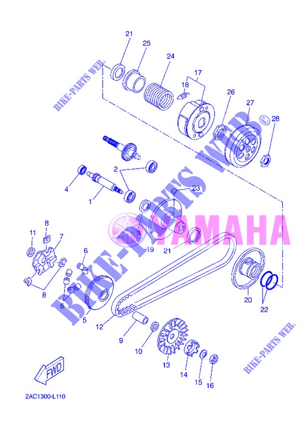 EMBRAYAGE DE DEMARREUR pour Yamaha YN50F de 2013