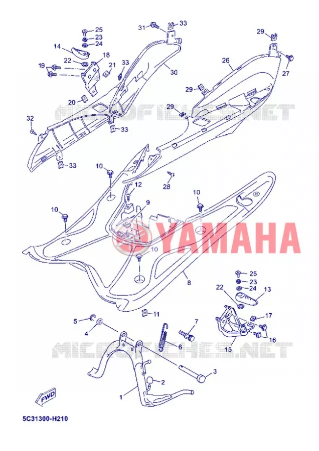 SUPPORT / REPOSE PIEDS Yamaha SCOOTER 50 2013 OVETTO 4T  YN50F