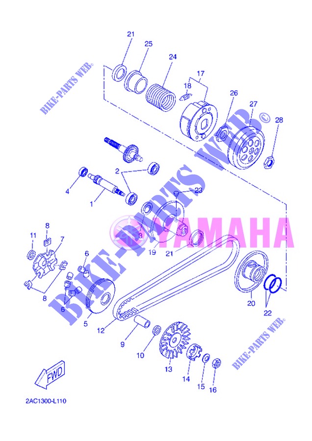 EMBRAYAGE DE DEMARREUR pour Yamaha YN50F de 2013