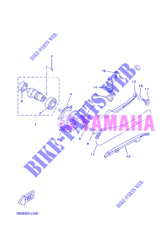 ARBRE A CAMES / CHAINE DE DISTRIBUTION pour Yamaha YP250R de 2013