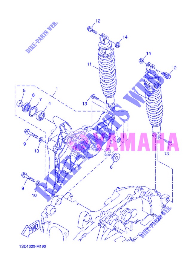 BRAS OSCILLANT / AMORTISSEUR pour Yamaha XMAX 400 de 2013