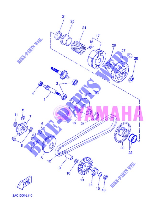 EMBRAYAGE DE DEMARREUR pour Yamaha YN50FU de 2013