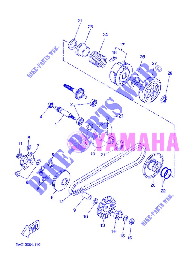 EMBRAYAGE DE DEMARREUR pour Yamaha YN50FU de 2013