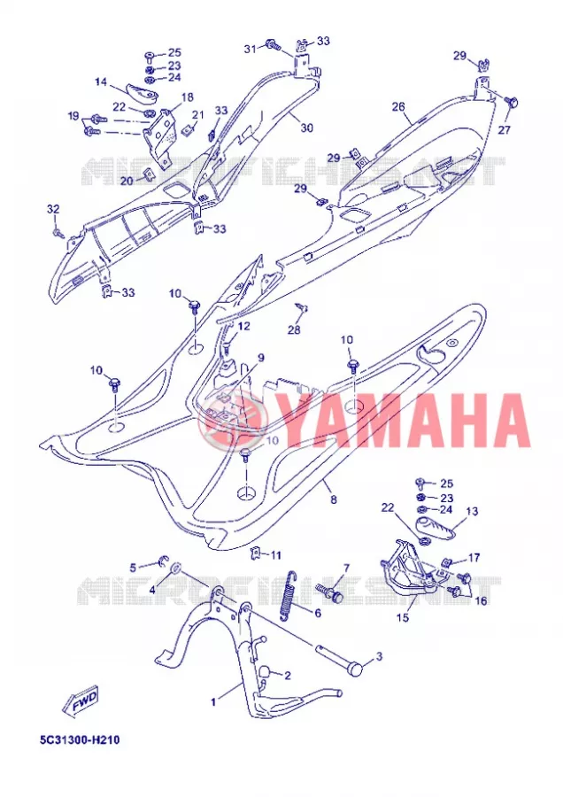 SUPPORT / REPOSE PIEDS Yamaha SCOOTER 50 2013 OVETTO 4T UBS  YN50FU