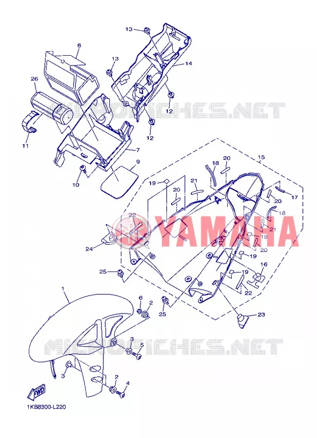 GARDE BOUE Yamaha MOTO 1000 2013 R1  YZF-R1