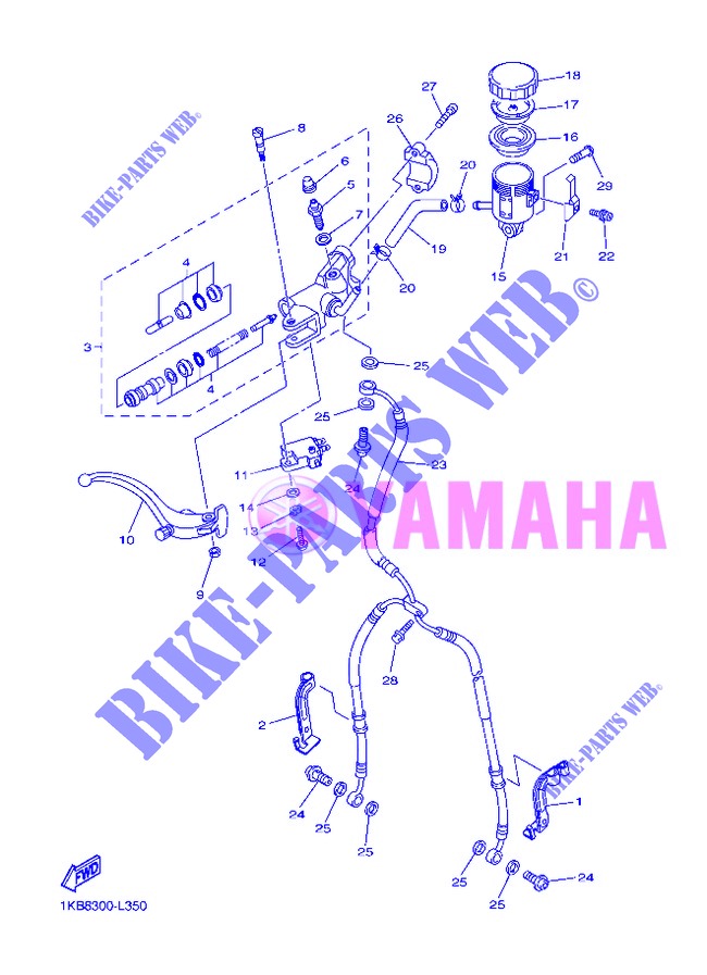 MAITRE CYLINDRE DE FREIN AVANT pour Yamaha YZF-R1 de 2013