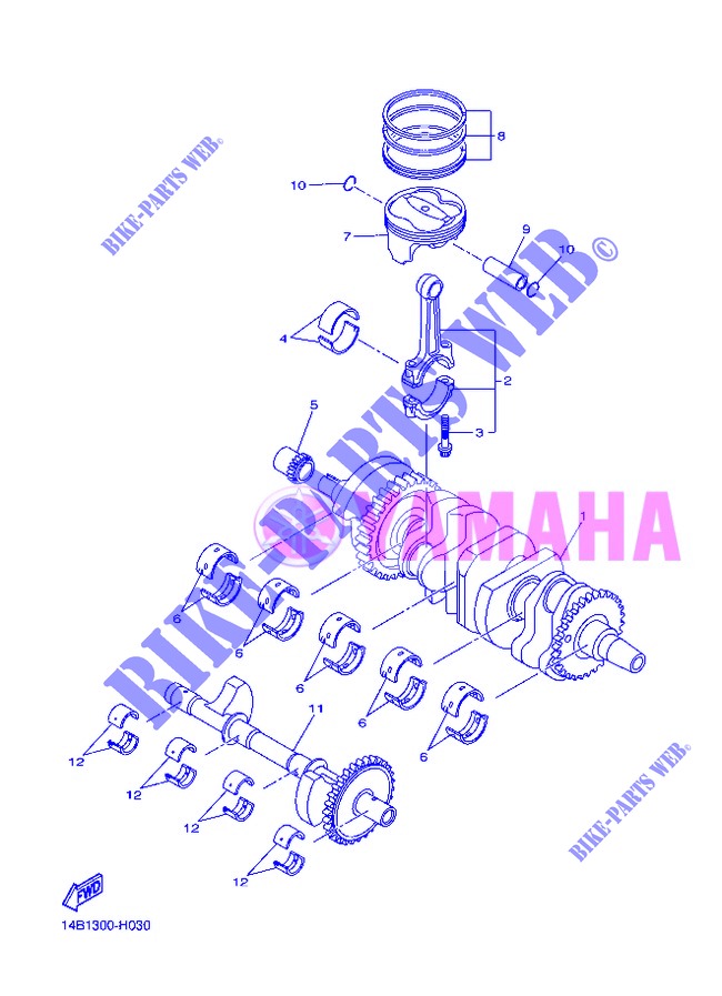 VILEBREQUIN / PISTON pour Yamaha YZF-R1 de 2013