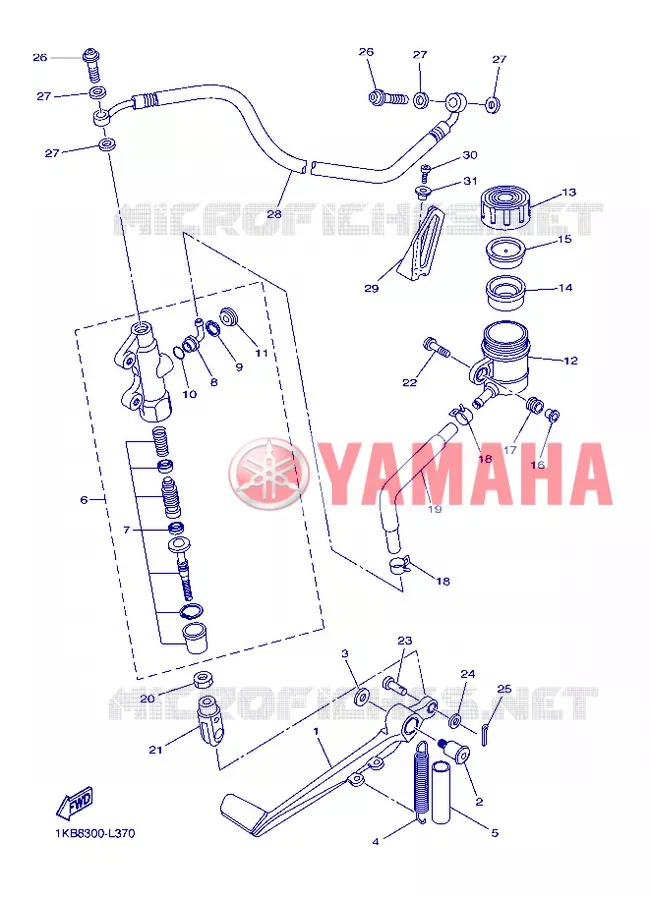 MAITRE CYLINDRE DE FREIN ARRIERE Yamaha MOTO 1000 2013 R1  YZF-R1