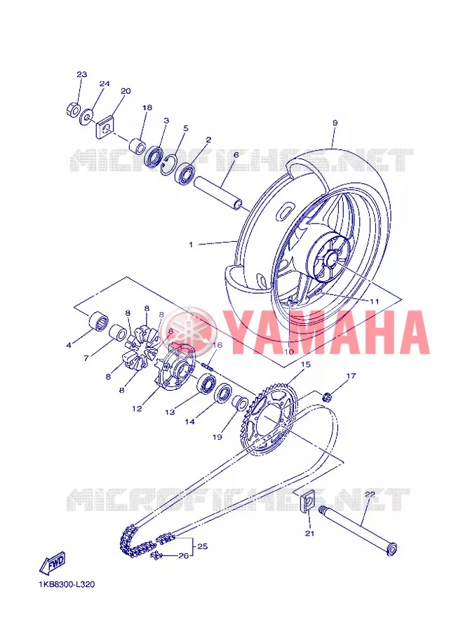 ROUE ARRIERE Yamaha MOTO 1000 2013 R1  YZF-R1