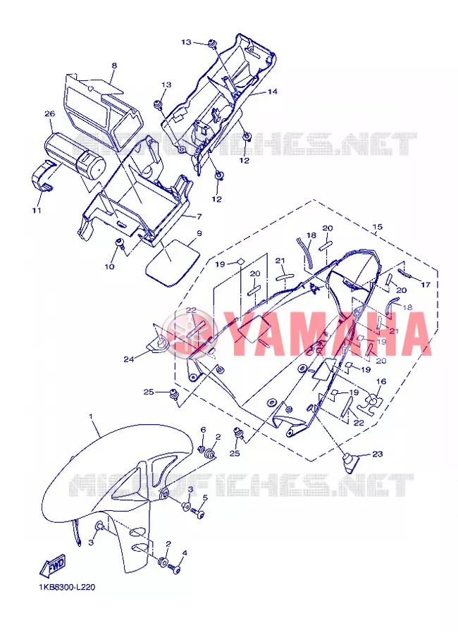 GARDE BOUE Yamaha MOTO 1000 2013 R1  YZF-R1