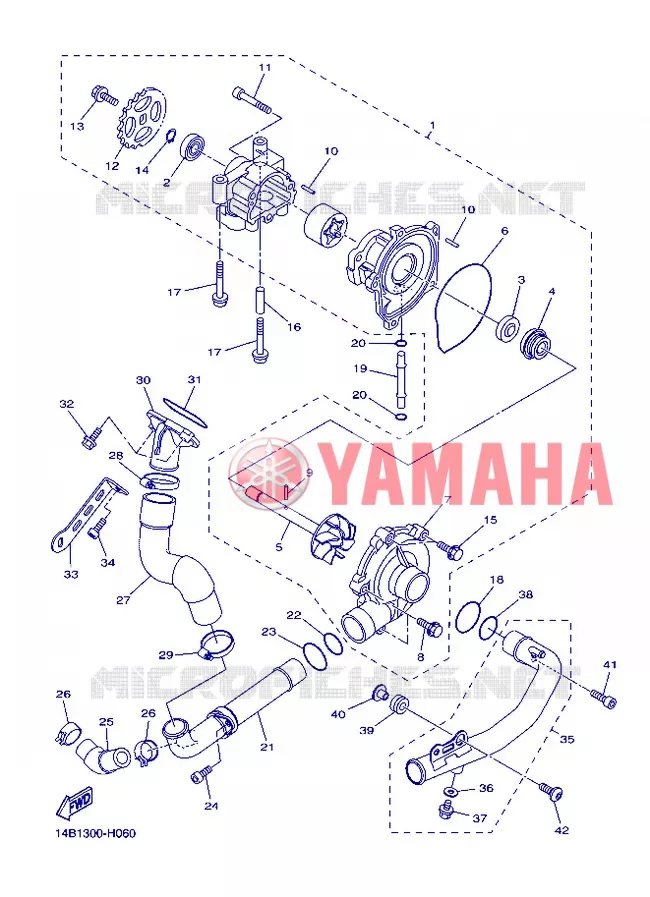 POMPE A EAU / DURITES Yamaha MOTO 1000 2013 R1  YZF-R1