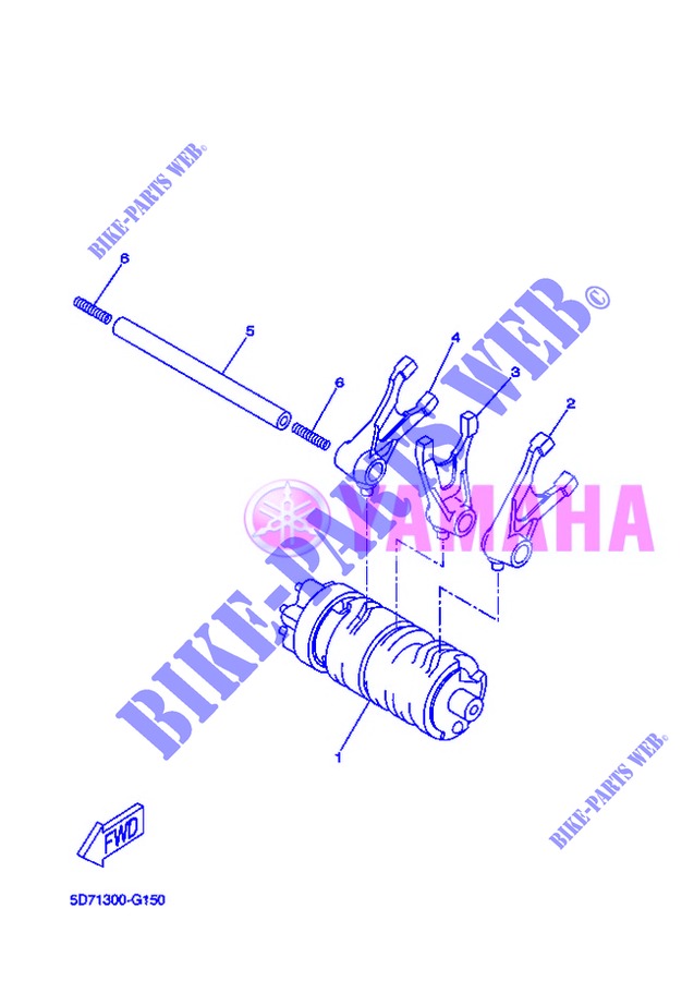 BARILLET DE SELECTION / FOURCHETTES pour Yamaha YZF-R125 de 2013