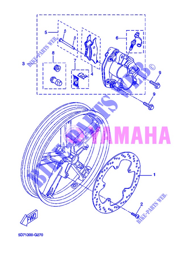 ETRIER DE FREIN AVANT pour Yamaha YZF-R125 de 2013