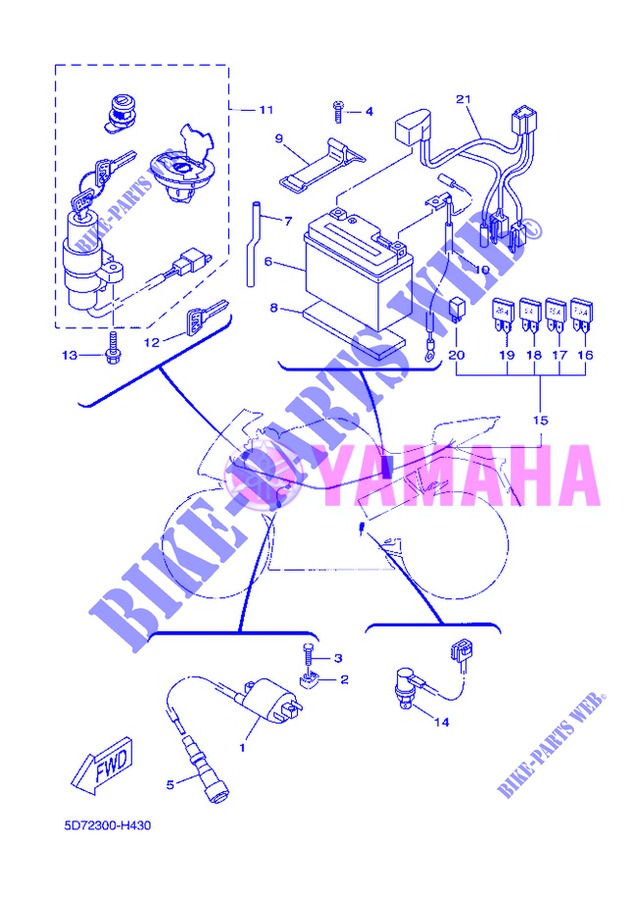 PARTIE ELECTRIQUE 1 pour Yamaha YZF-R125 de 2013