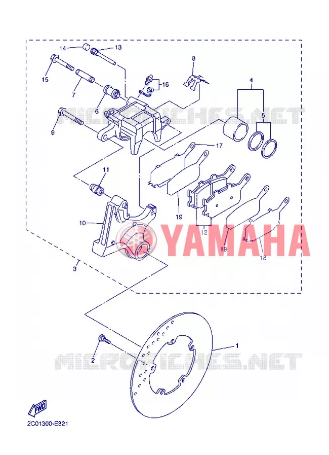 ETRIER DE FREIN ARRIERE Yamaha MOTO 600 2013 R6  YZF-R6