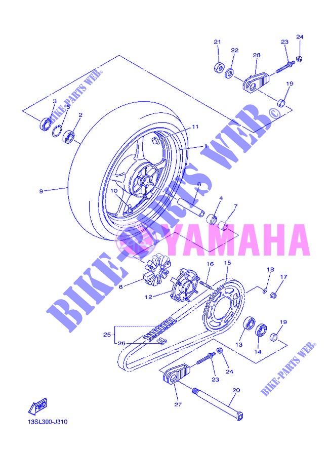 ROUE ARRIERE pour Yamaha YZF-R6 de 2013
