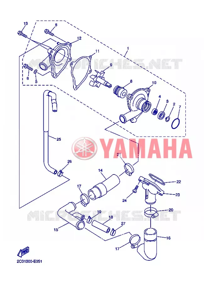 POMPE A EAU / DURITES Yamaha MOTO 600 2013 R6  YZF-R6