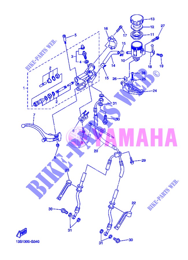 MAITRE CYLINDRE DE FREIN AVANT pour Yamaha YZF-R6 de 2013
