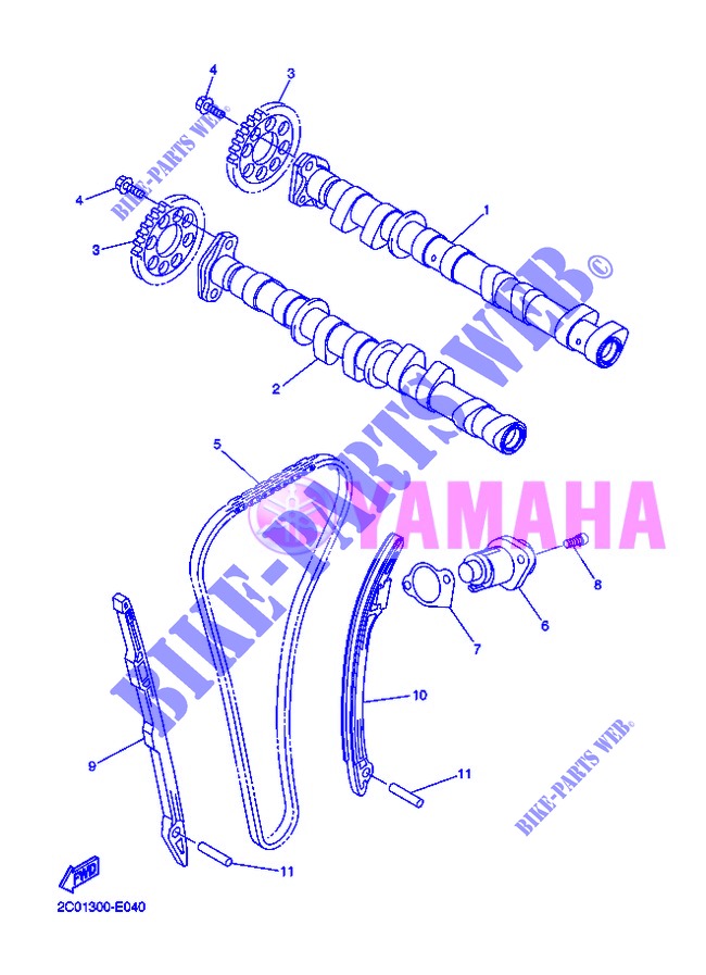 ARBRE A CAMES / CHAINE DE DISTRIBUTION pour Yamaha YZF-R6 de 2013
