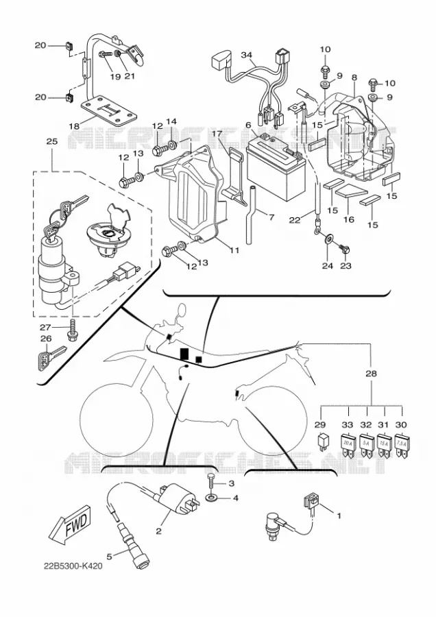 PARTIE ELECTRIQUE 1 Yamaha MOTO 125 2011 WR-R  WR125R