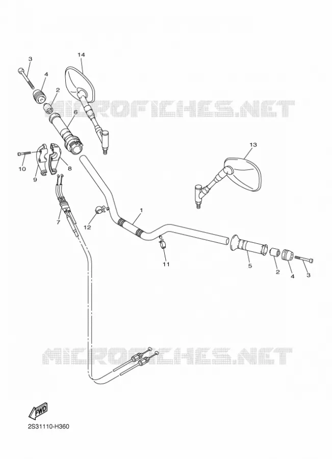 GUIDON ET CABLES Yamaha MOTO 1700 2011 VMAX  VMX17VMAX