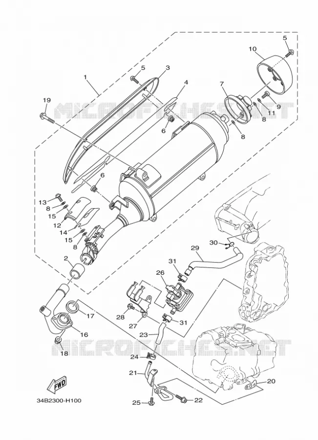 ECHAPPEMENT Yamaha SCOOTER 400 2011 MAJESTY ABS  YP400AMAJESTY 400