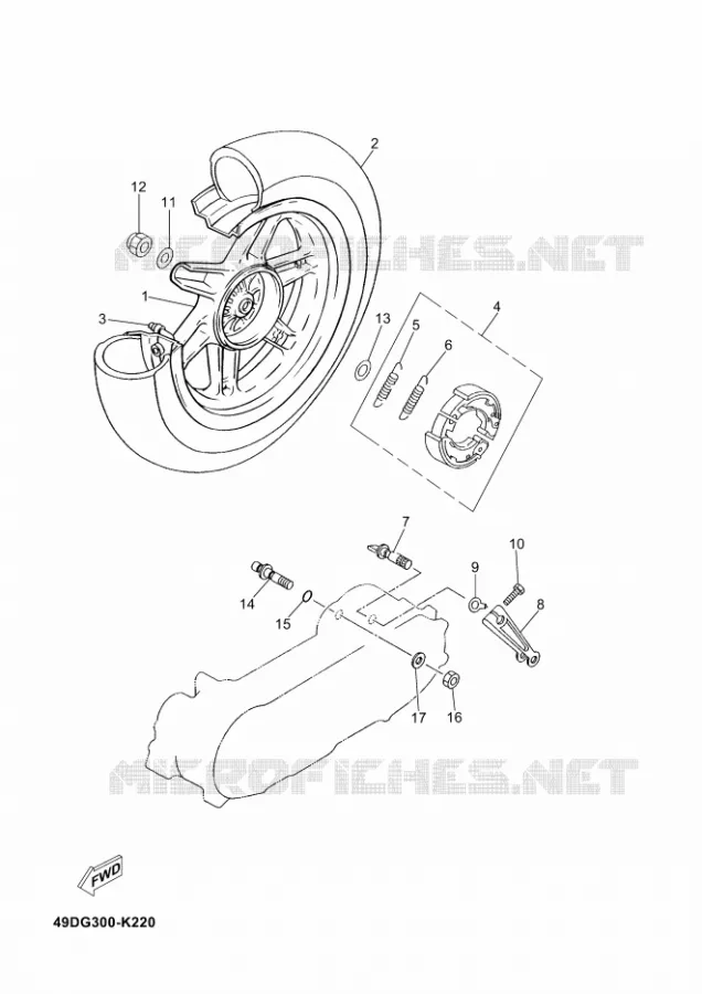 ROUE ARRIERE Yamaha SCOOTER 50 2012 JOG R  CS50