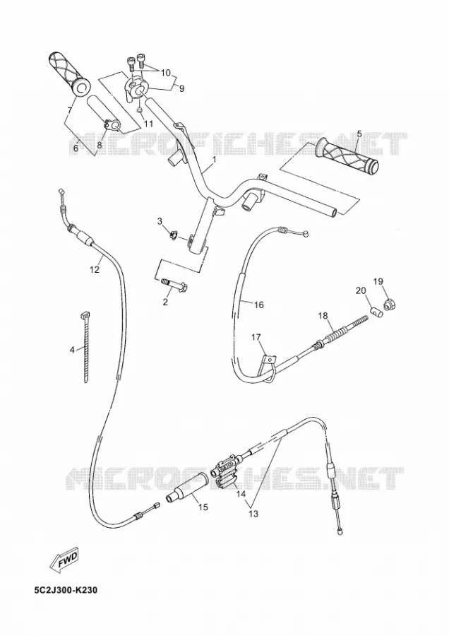 GUIDON ET CABLES Yamaha SCOOTER 50 2012 NEOS  YN50