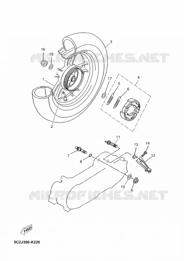 ROUE ARRIERE Yamaha SCOOTER 50 2012 NEOS  YN50