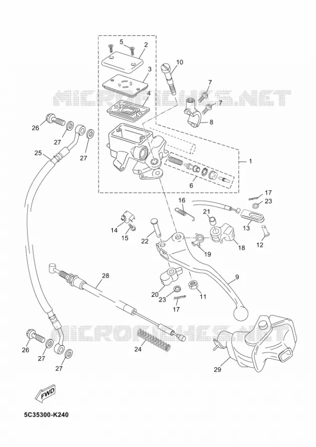 MAITRE CYLINDRE DE FREIN AVANT Yamaha SCOOTER 50 2012 NEOS 4T UBS  YN50FUNEO'S 4+