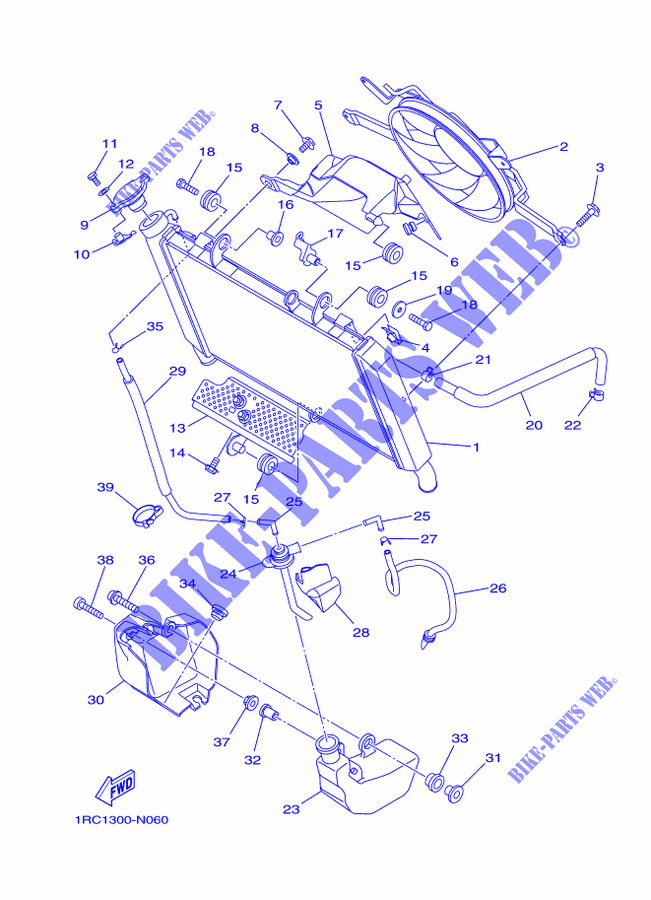 RADIATEUR / DURITES pour Yamaha MT09 de 2014