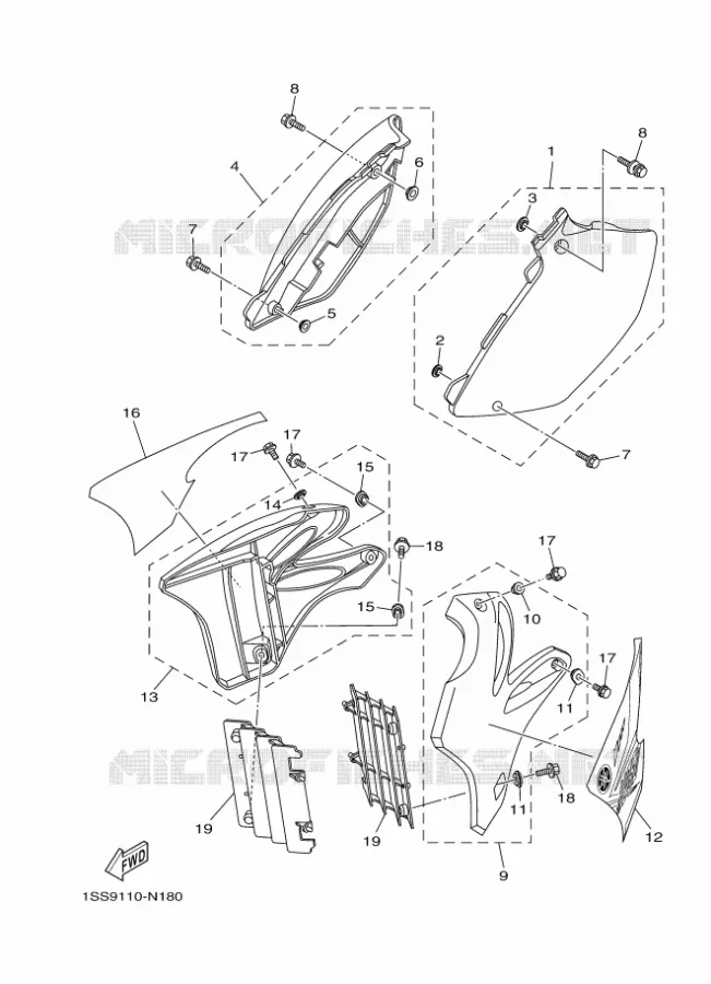 COUVERCLE LATERAL Yamaha MOTO 250 2014 YZ  YZ250