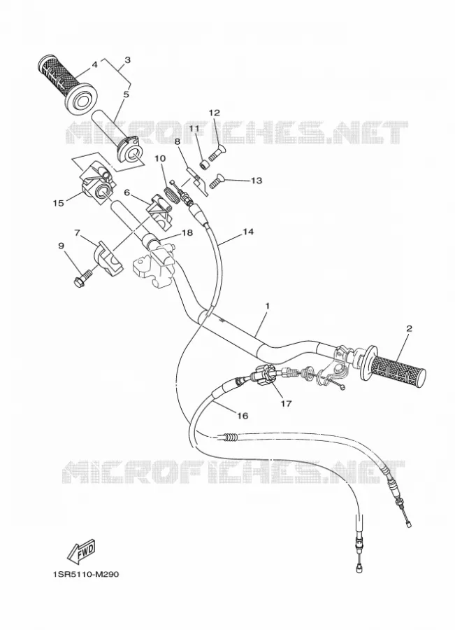 GUIDON ET CABLES Yamaha MOTO 250 2014 YZ  YZ250
