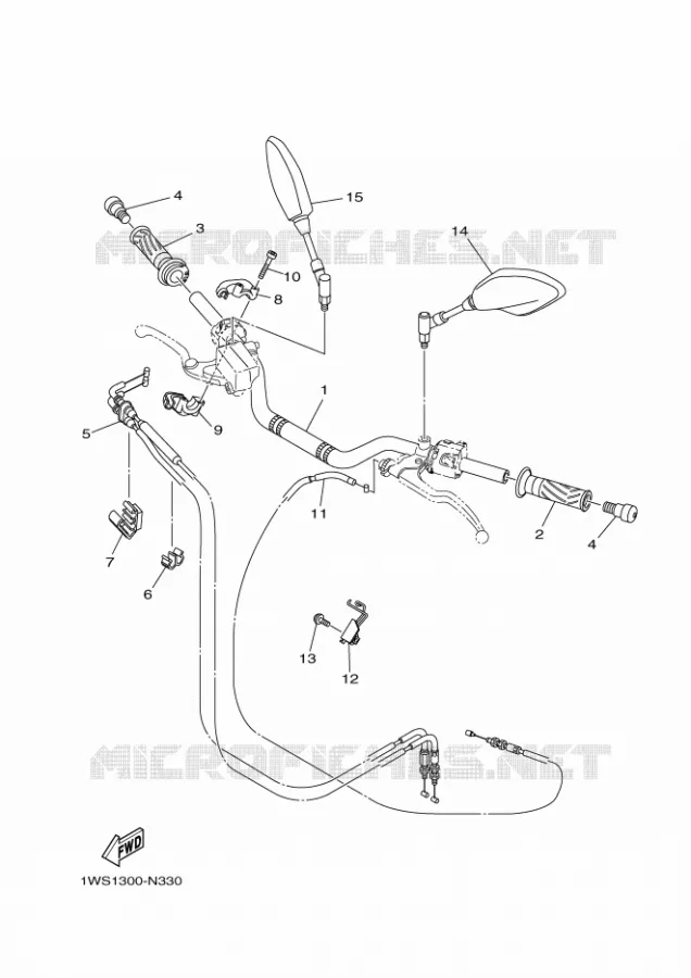 GUIDON ET CABLES Yamaha MOTO 700 2014 MT07 ABS  MT07A