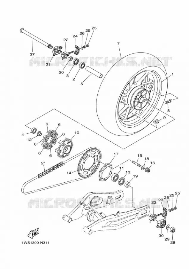 ROUE ARRIERE Yamaha MOTO 700 2014 MT07 ABS  MT07A