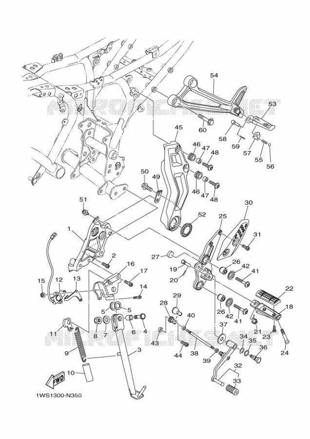 SUPPORT / REPOSE PIEDS Yamaha MOTO 700 2014 MT07 ABS  MT07A
