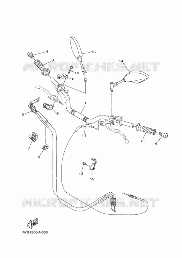 GUIDON ET CABLES Yamaha MOTO 700 2014 MT07 ABS  MT07A