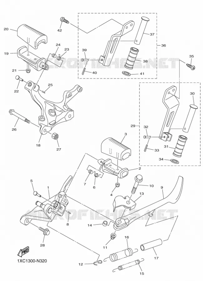 SUPPORT / REPOSE PIEDS Yamaha MOTO 950 2014 BOLT  XVS950CUXV950