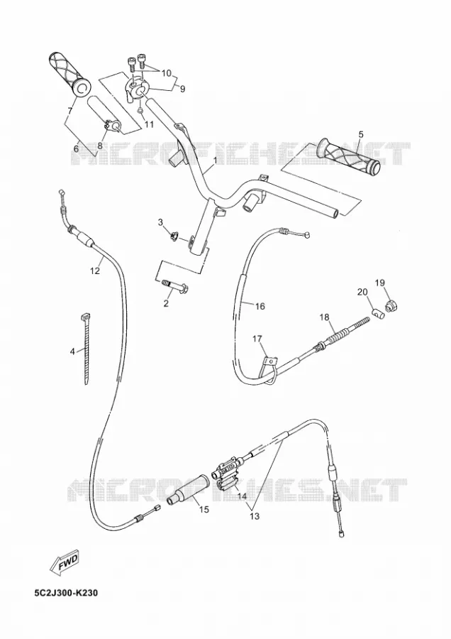 GUIDON ET CABLES Yamaha SCOOTER 50 2014 OVETTO  YN50