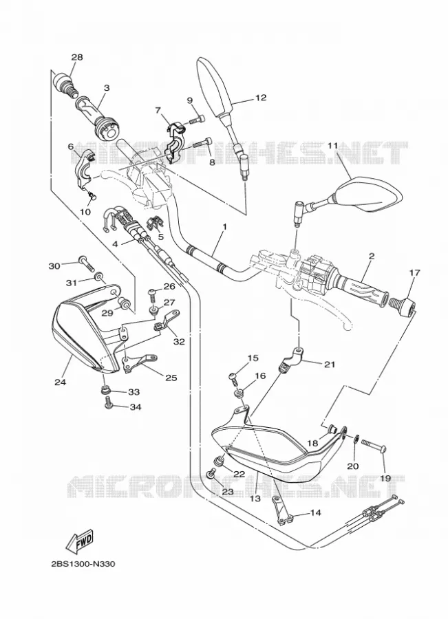 GUIDON ET CABLES Yamaha MOTO 1200 2014 XTZ SUPER TENERE  XT1200Z