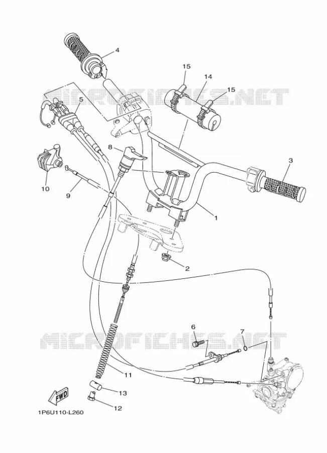 GUIDON ET CABLES Yamaha MOTO 50 2014 TTR  TT-R50E